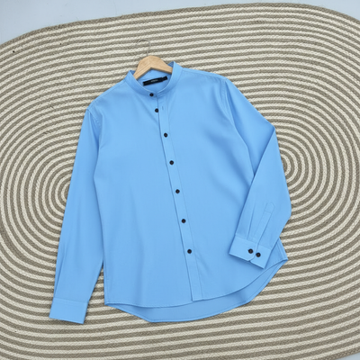 Band Collar shirt Sky blue_img_0