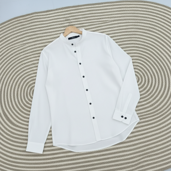 Band colar white shirt for unisex!