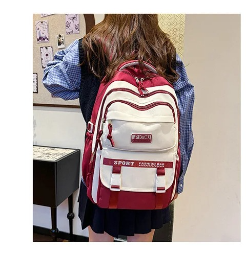 Academy Style School Bag Book Bag Lightweight College Student Backpack(Red)