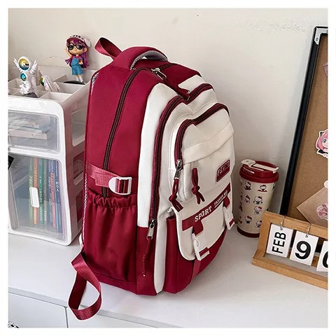 Academy Style School Bag Book Bag Lightweight College Student Backpack(Red)_img_3