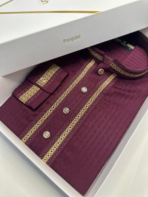 Maroon Regal Weave Panjabi_img_0