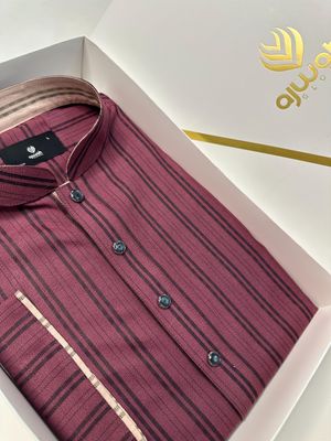 Maroon Stone Stripe Panjabi -A1S010_img_1