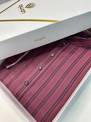 Maroon Stone Stripe Panjabi -A1S010_img_0