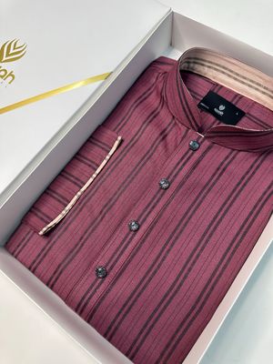 Maroon Stone Stripe Panjabi -A1S010_img_2