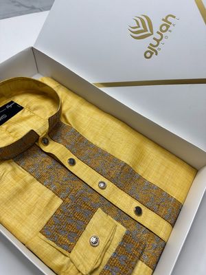 Golden Saffron Majesty Luxury Panjabi -A3Y133_img_1