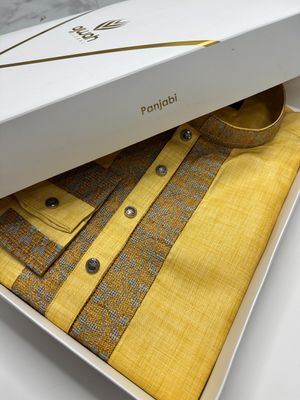 Golden Saffron Majesty Luxury Panjabi -A3Y133_img_0