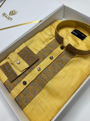Golden Saffron Majesty Luxury Panjabi -A3Y133_img_2