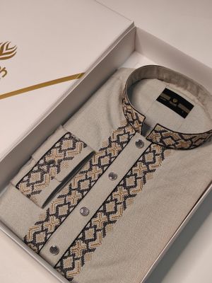 Ash Sand Majesty Luxury Panjabi -A3C120_img_1