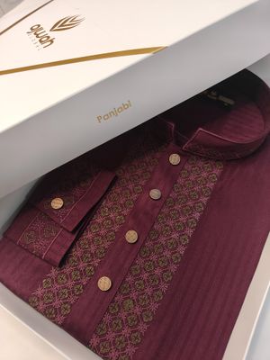 Maroon Ember Classic Luxury Panjabi -A3M128_img_0