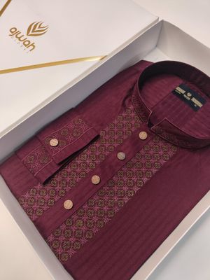 Maroon Ember Classic Luxury Panjabi -A3M128_img_2