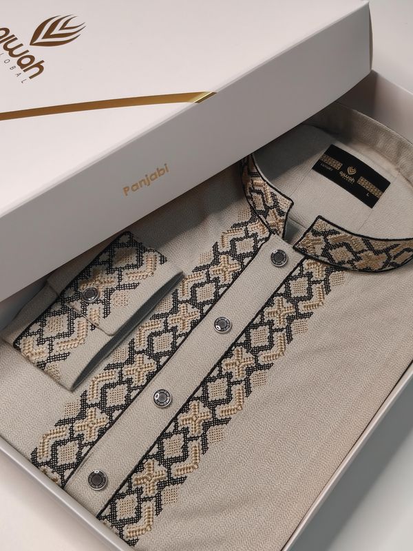 Ash Sand Majesty Luxury Panjabi -A3C120