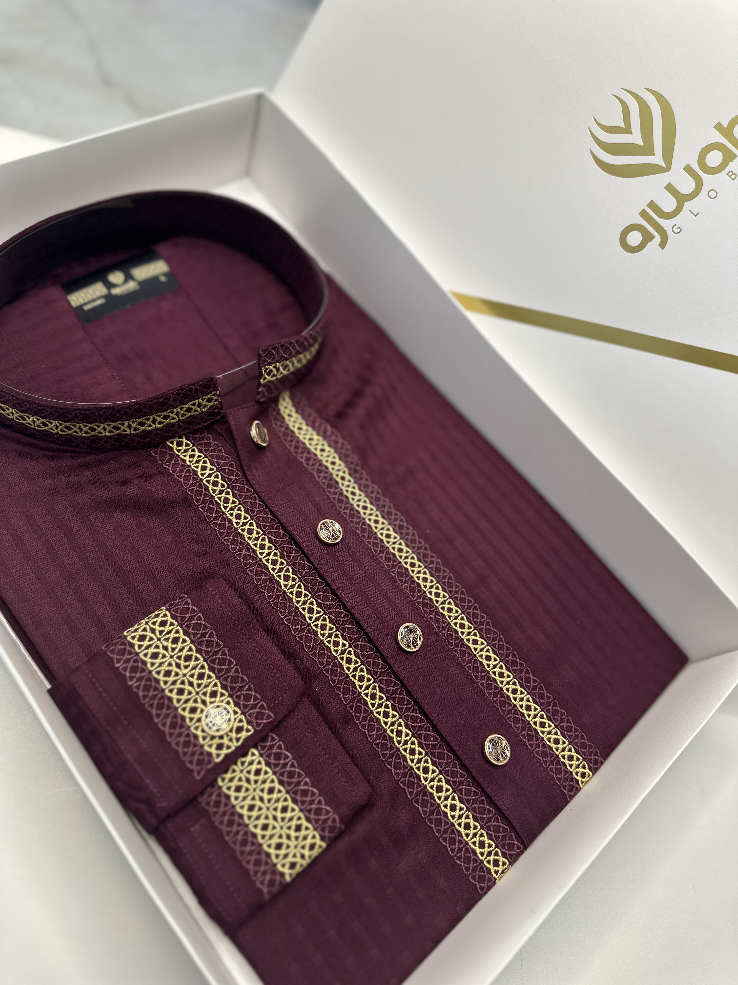 Maroon Regal Weave Panjabi -A3R118_img_1