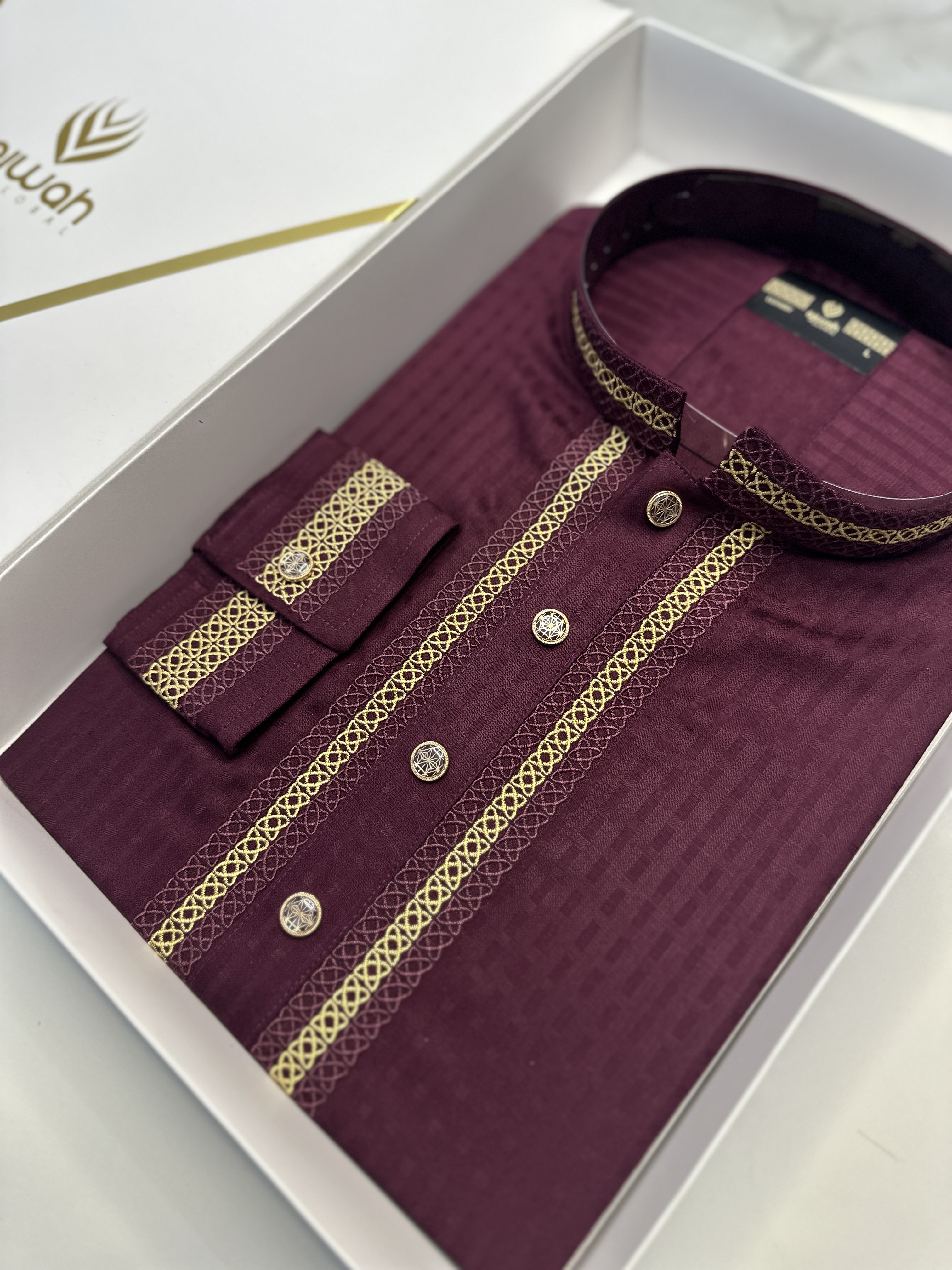 Maroon Regal Weave Panjabi -A3R118_img_2