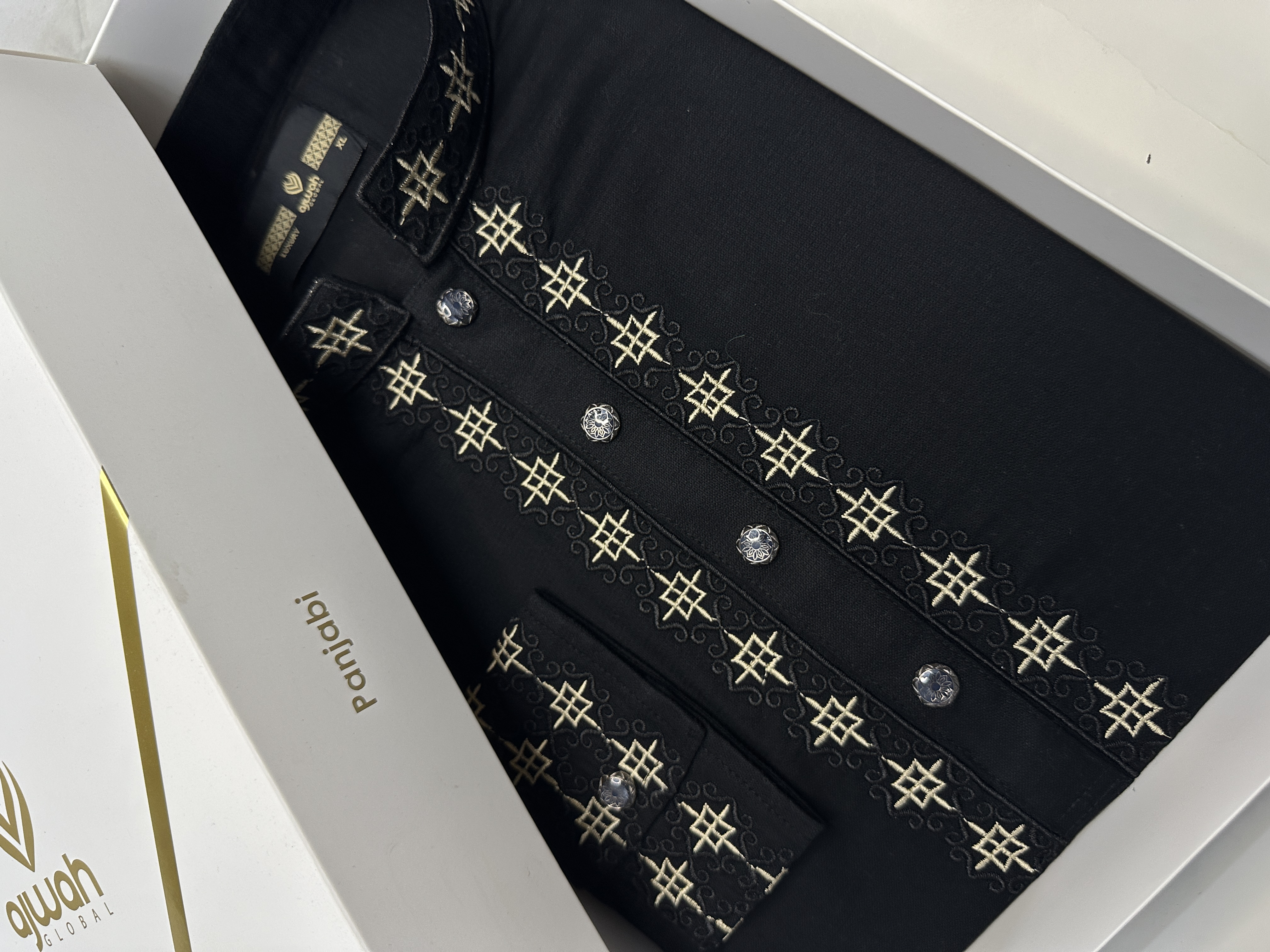 Ajwah Gold Empress Black Panjabi -A3B123_img_1