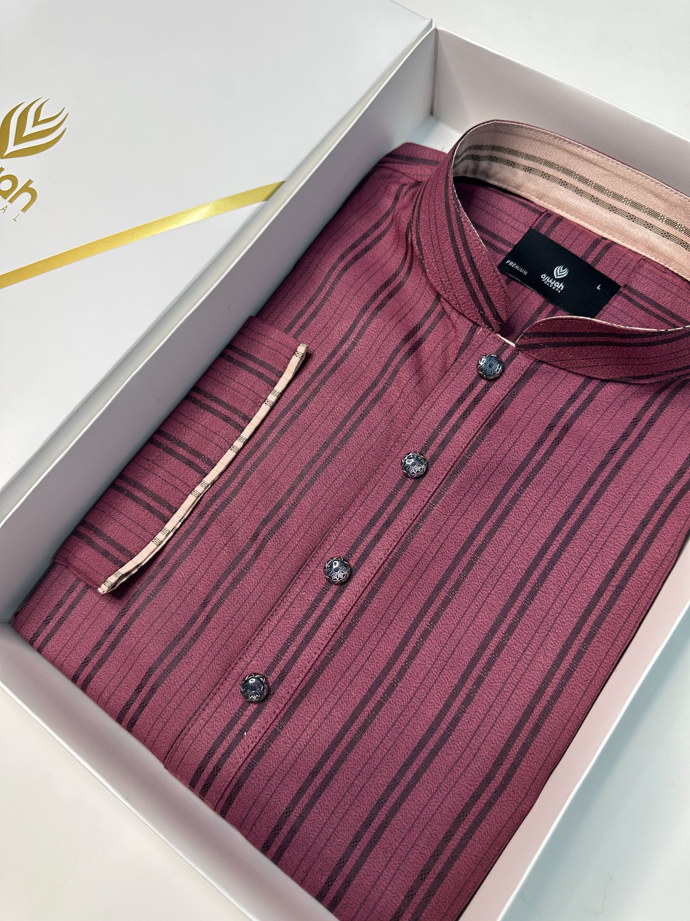 Maroon Stone Stripe Panjabi -A1S010_img_2
