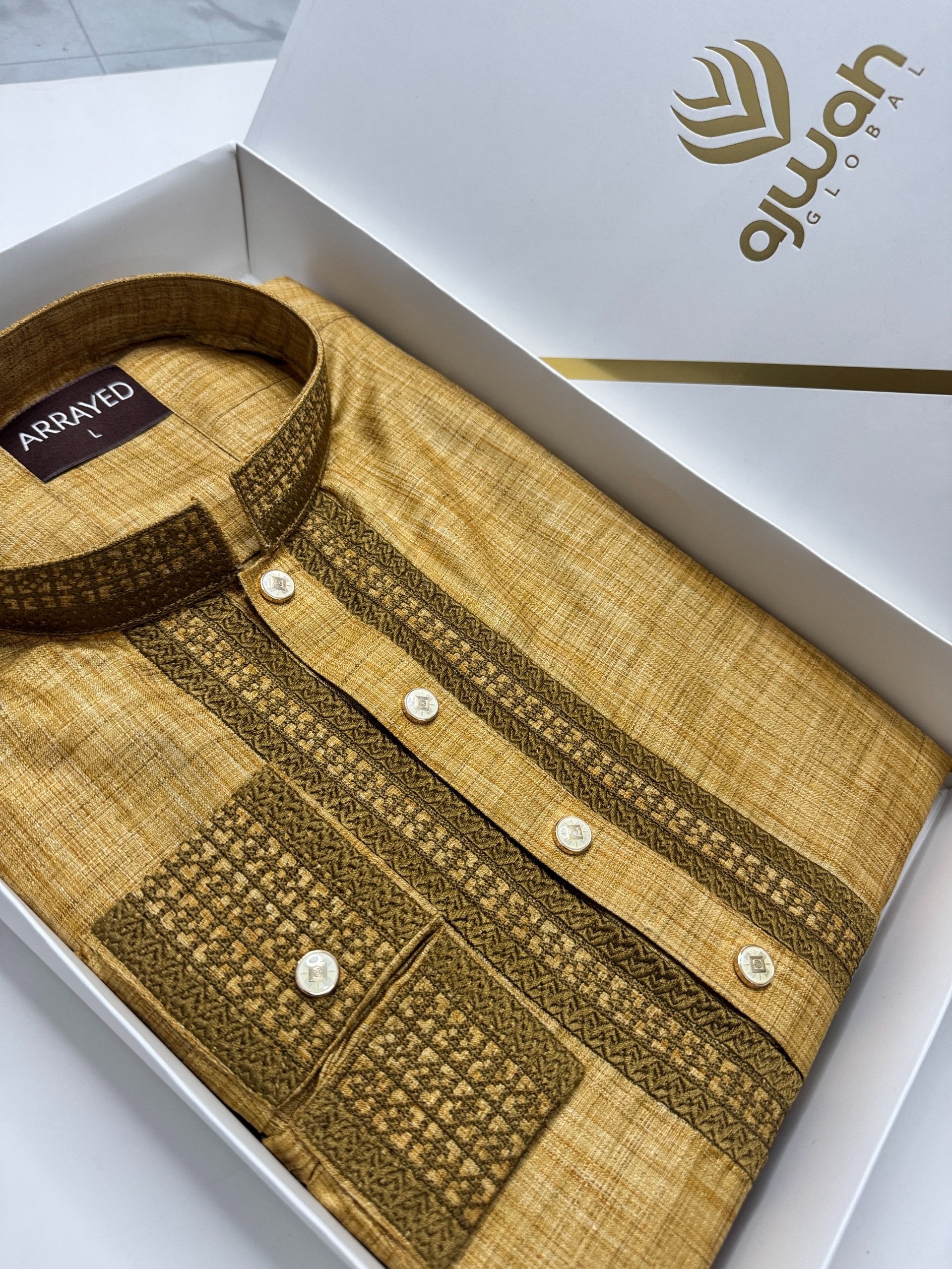 Olive Gold Majesty Luxury Panjabi -A3Y131_img_1