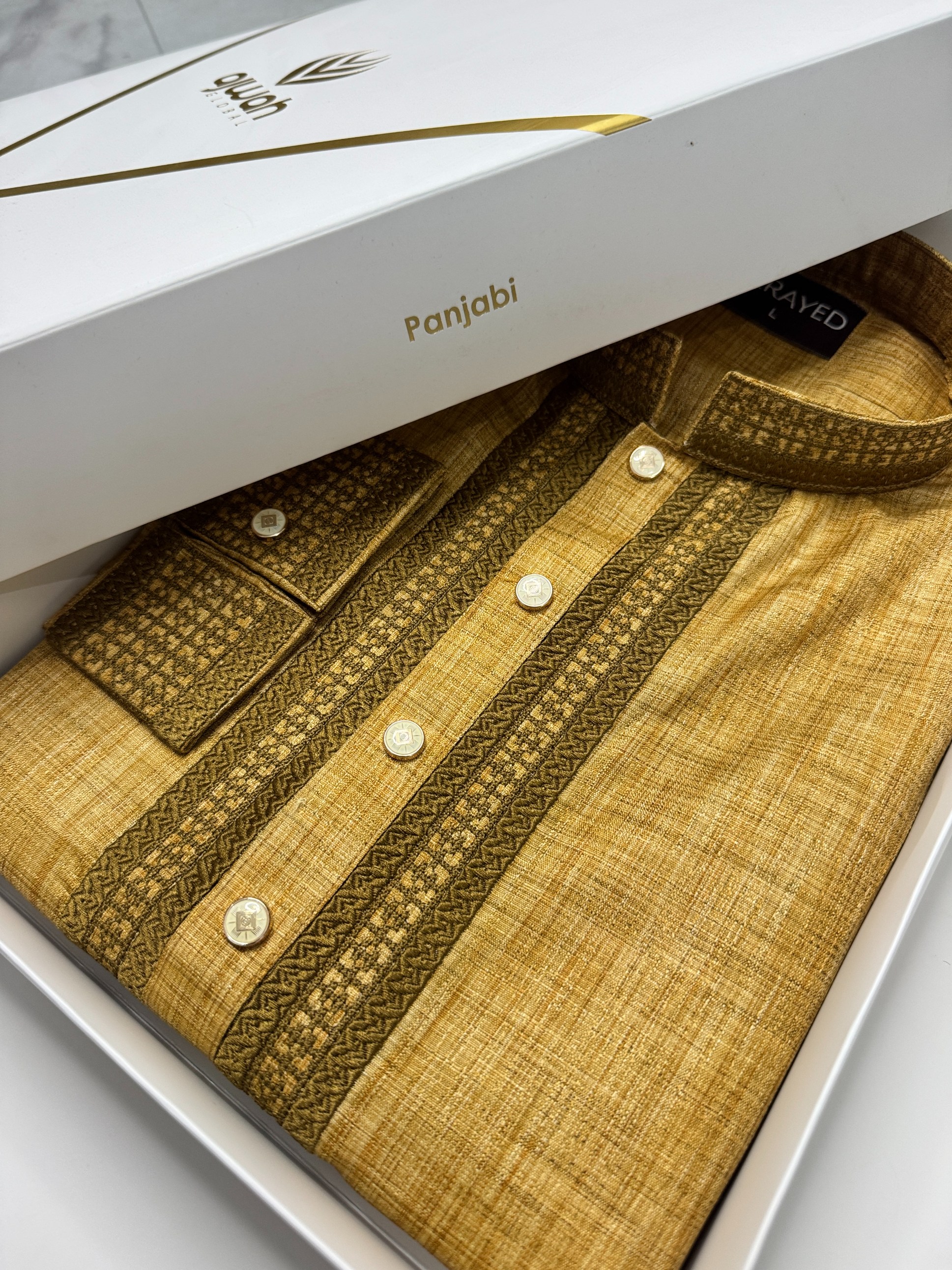 Olive Gold Majesty Luxury Panjabi -A3Y131_img_0