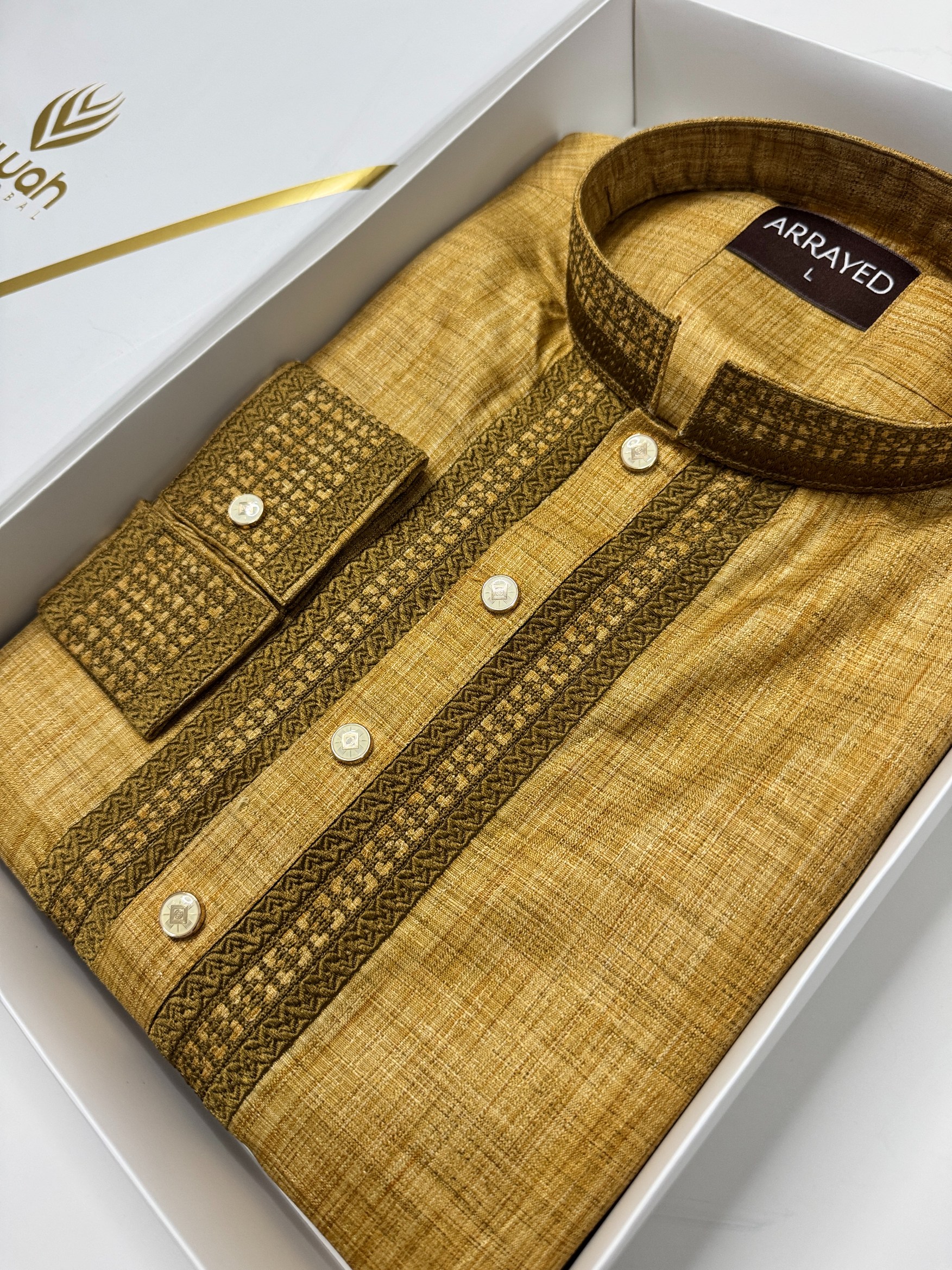 Olive Gold Majesty Luxury Panjabi -A3Y131_img_2