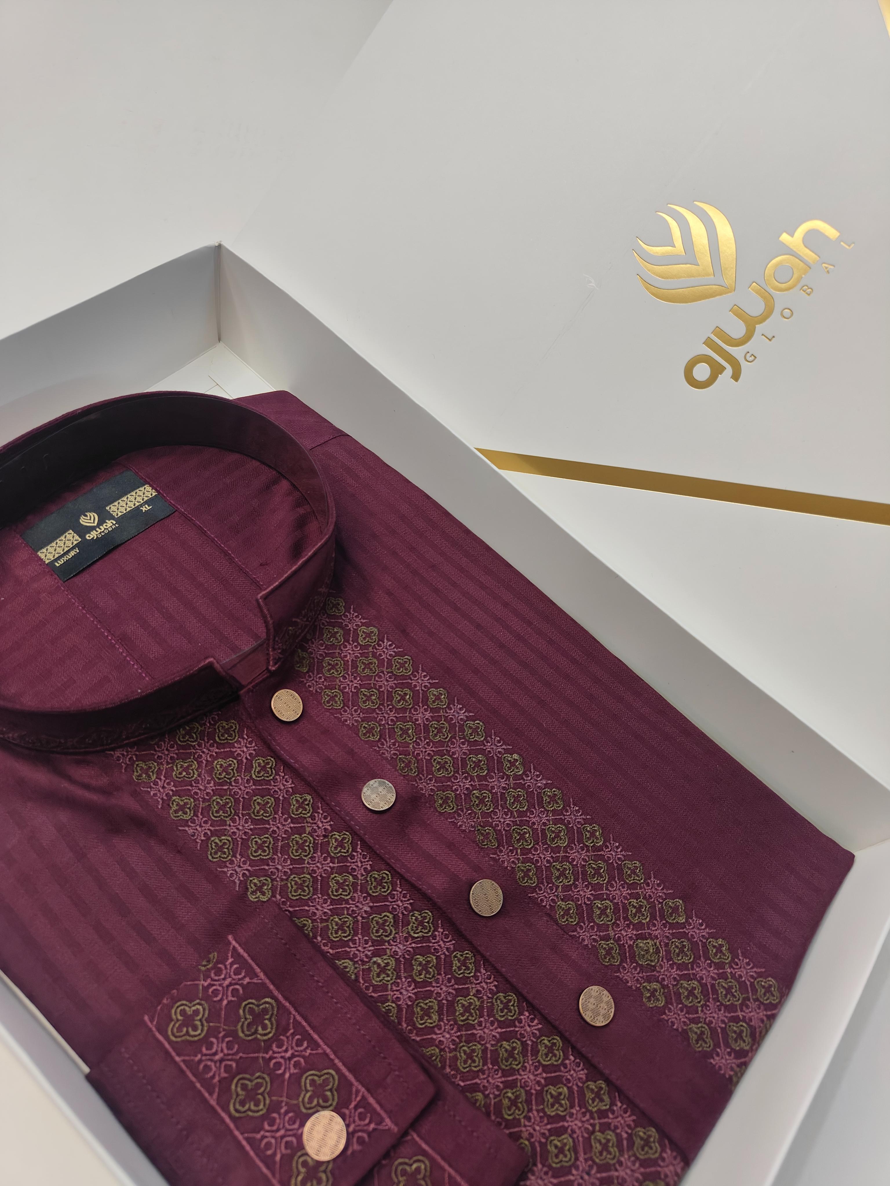 Maroon Ember Classic Luxury Panjabi -A3M128_img_1