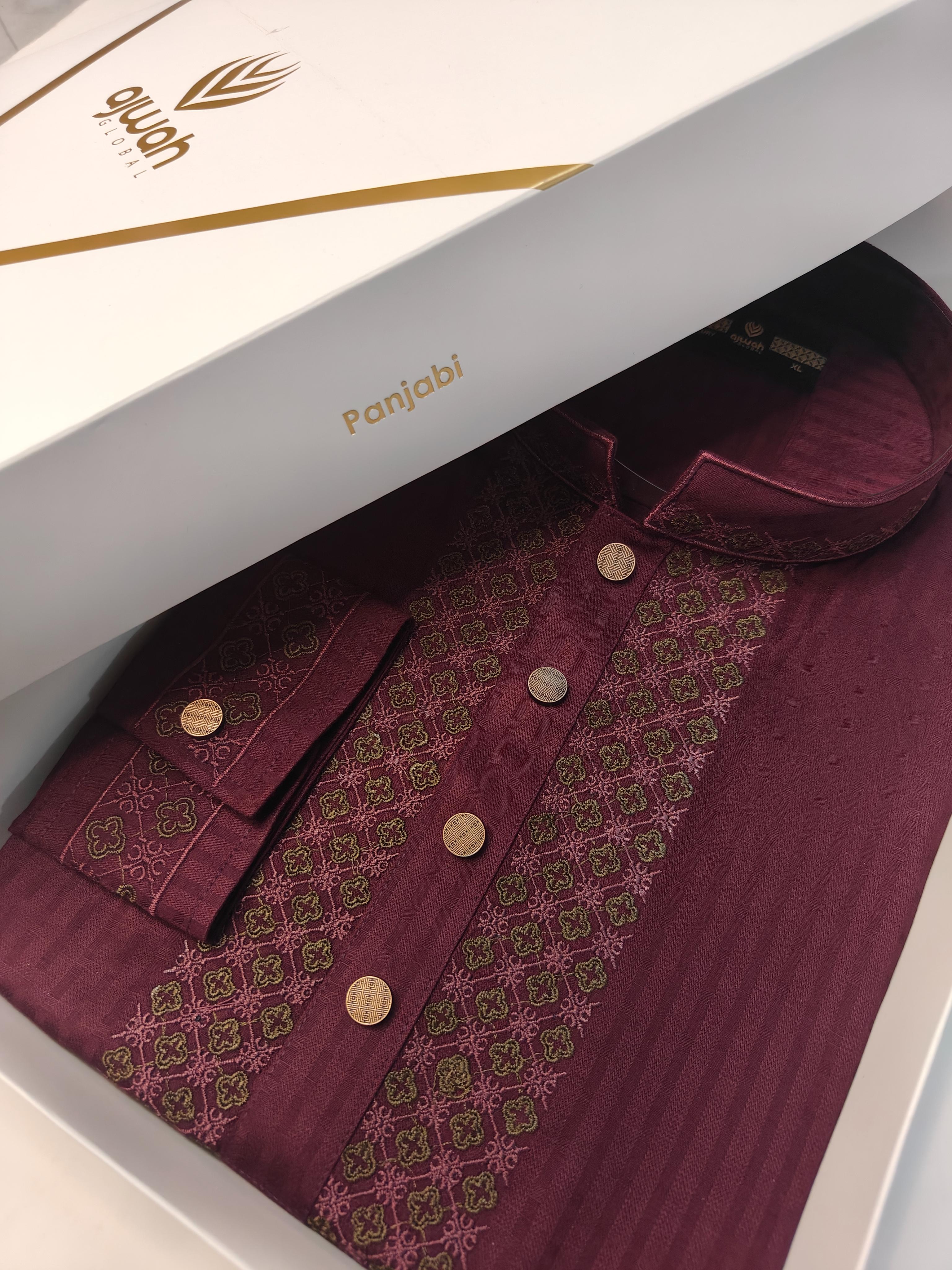 Maroon Ember Classic Luxury Panjabi -A3M128_img_0