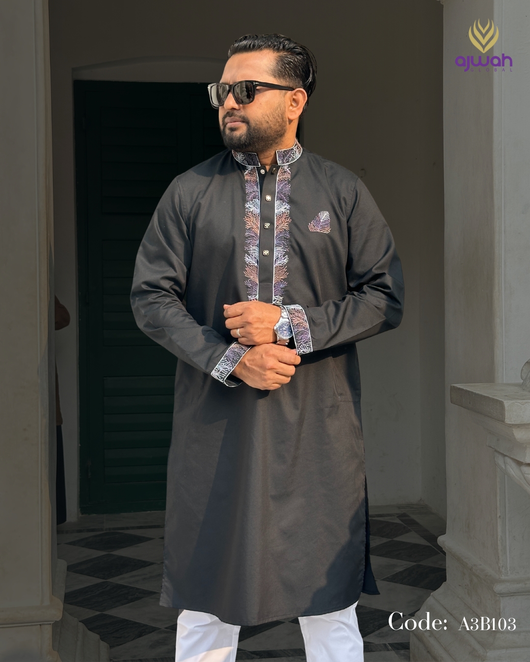 Noir Elegance Embroidery Panjabi -A3B103_img_2