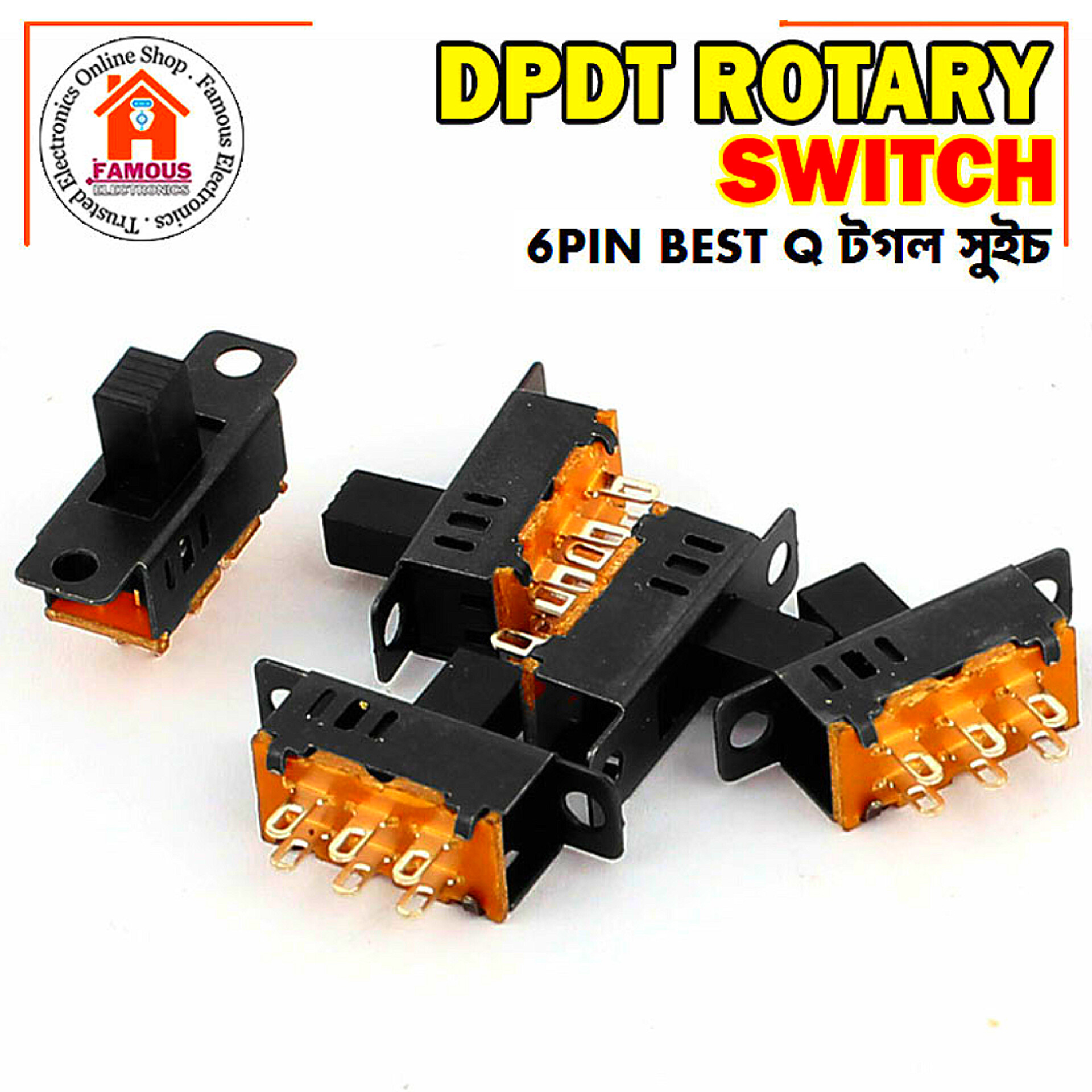 1PCS High Knob 6 Pin 3 Position DPDT Panel Slide Switch 0.5A 50V DC_img_0