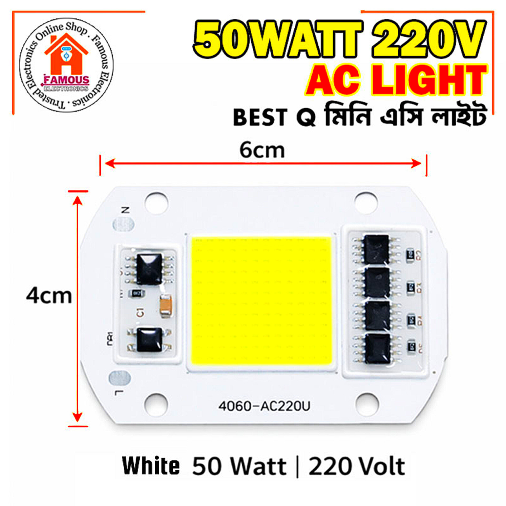 50W AC 220V COB LED Light (White)