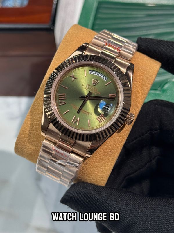 Rolex Day Date olive dial rose gold body