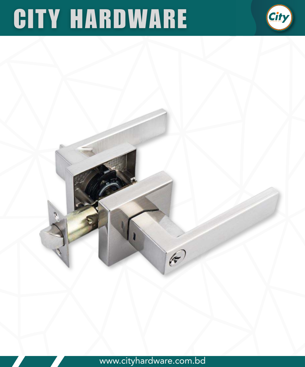 লিভার লক এক সাইড চাবি ও এক সাইড নব সহ রুম ডোর লক সিলভার রঙের_img_1