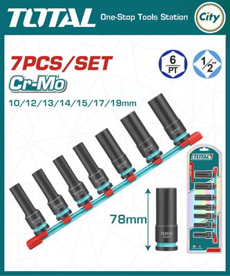 ৭ পিস হাফ ইঞ্চি ডিআর ডিপ ইমপ্যাক্ট সকেট সেট TOTAL TOOLS THKISD12073L_img_0