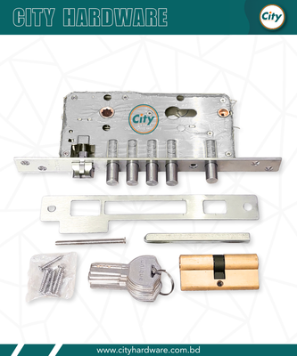 বড় সাইজের হ্যান্ডেল লক হাই সিকিউরিটি গোল্ডেন রঙের মেইন ডোর লক_img_3