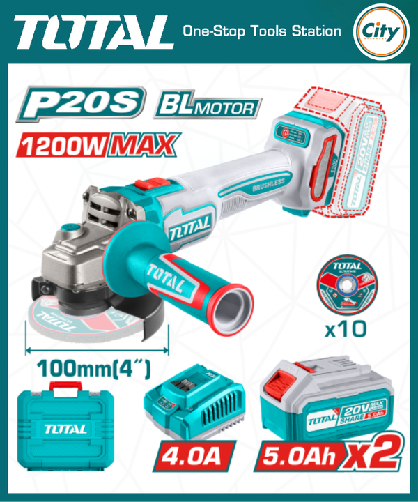 ১২০০ ওয়াট ব্রাশলেস মটর ২০ ভোল্ট কর্ডলেস অ্যাঙ্গেল গ্রাইন্ডার মেশিন TOTAL TAGLI2120232