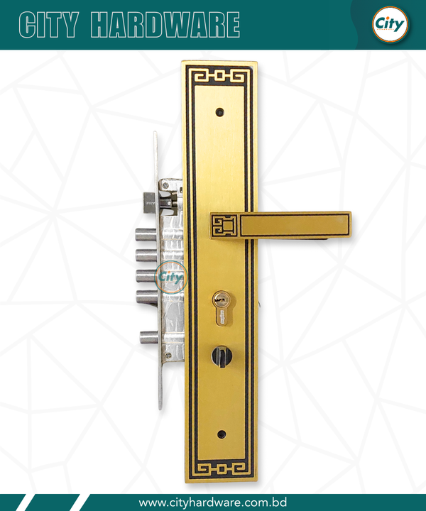 বড় সাইজের হ্যান্ডেল লক হাই সিকিউরিটি গোল্ডেন রঙের মেইন ডোর লক