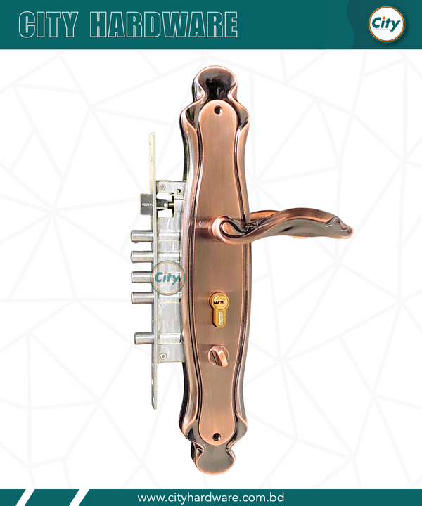 বড় সাইজের হ্যান্ডেল লক হাই সিকিউরিটি অ্যান্টিক রঙের মেইন ডোর লক