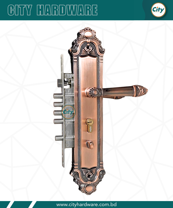 বড় সাইজের হ্যান্ডেল লক হাই সিকিউরিটি অ্যান্টিক রঙের মেইন ডোর লক