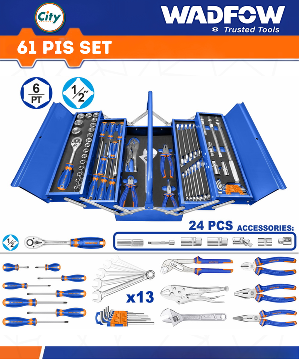 ৬১ পিস টুলস চেস্ট সেট WADFOW WHS4B61