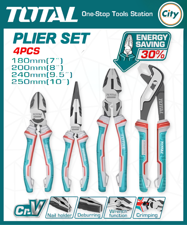 ৪ পিস প্লায়ার সেট ৩০% এনার্জি সেভিং TOTAL TOOLS THT2K0498