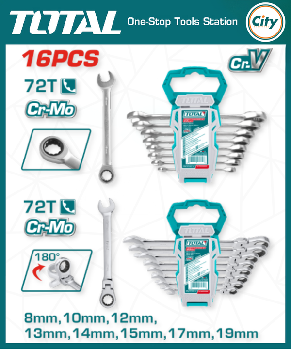 ১৬ পিস র‍্যাচেট স্প্যানার সেট TOTAL TOOLS THT103RK166