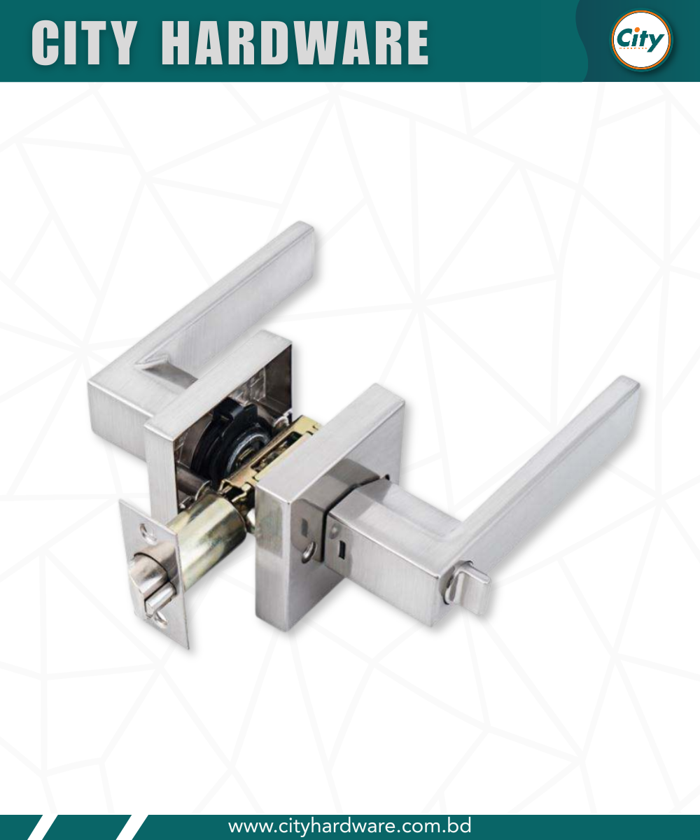 লিভার লক এক সাইড চাবি ও এক সাইড নব সহ রুম ডোর লক সিলভার রঙের_img_0