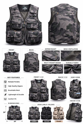 Multi Pockets Summer Mens US Tactical Hiking Fishing Vest Mens Photographer Waistcoat Mesh Cargo Sleeveless Jacket Tool Vest 6XL_img_1