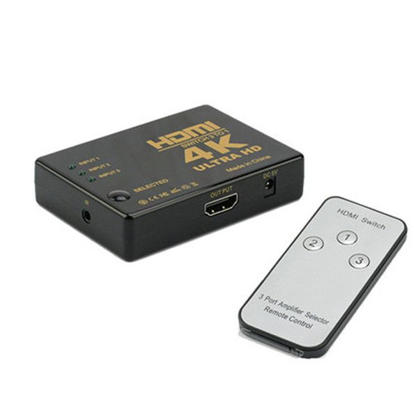 4K HDMI Switch 3 In 1 Out with Remote Control – HD Video HDMI Switcher for TV, PC, PS4, Xbox