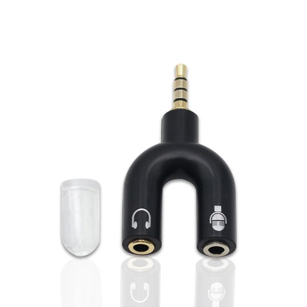 U-Shaped 3.5mm Audio Splitter Adapter – Headphone & Mic Converter