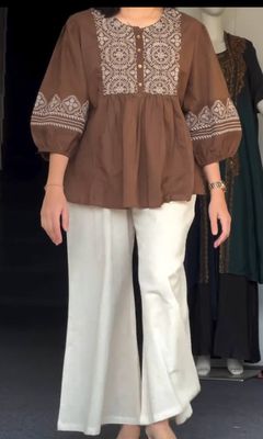 Short kurta With Palazzo Pant (Coffee)_img_0