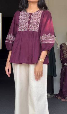 Short kurta With Palazzo Pant (Purple)_img_0