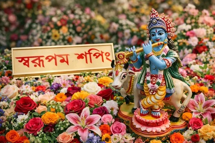 পিতলের উপর অঙ্গরাগ করা স্প্যাশাল রাখাল কৃষ্ণ - Image 1