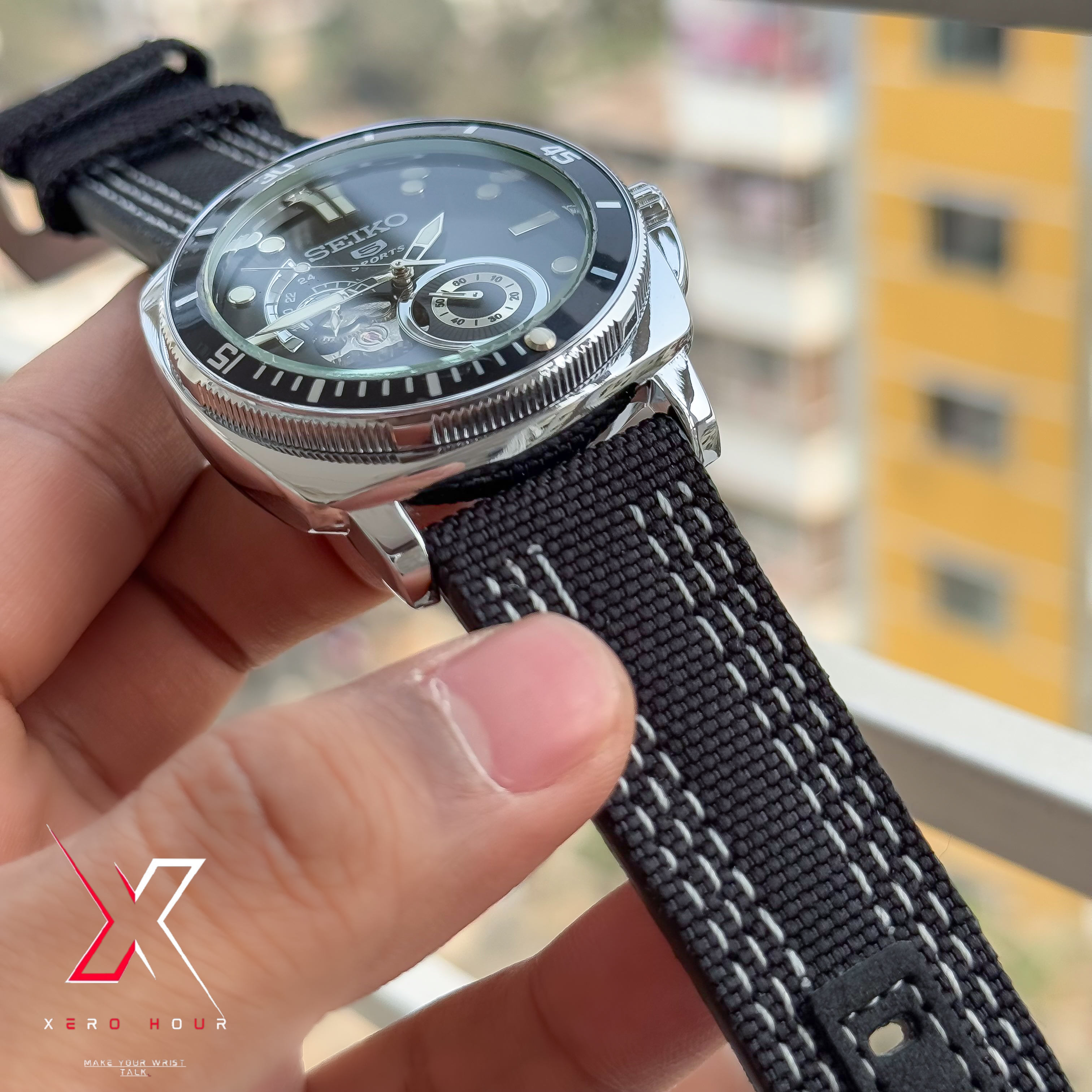 Seiko Tourbillion Automatic | Sport 5 Series | Nylon Strap | Black Dial_img_5