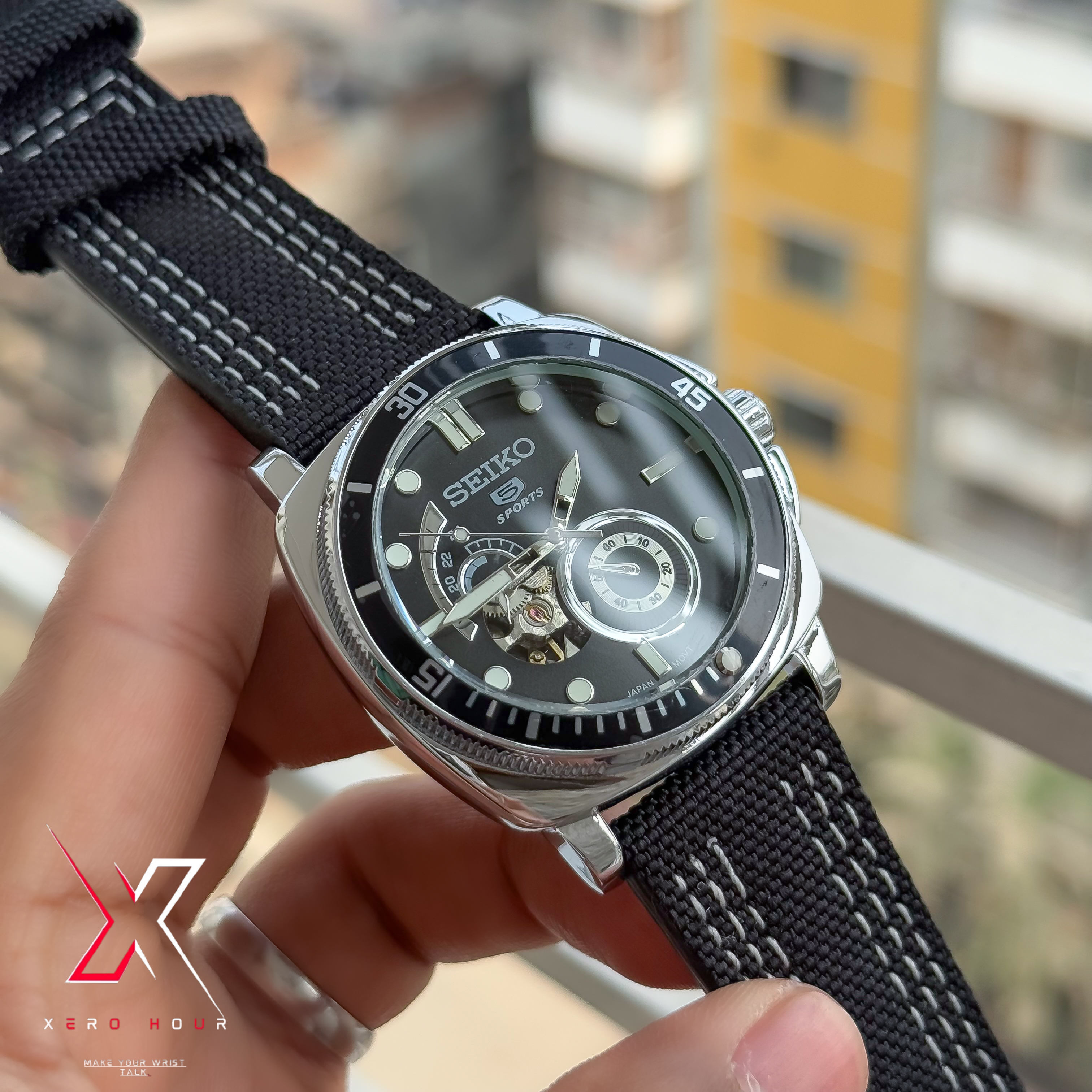 Seiko Tourbillion Automatic | Sport 5 Series | Nylon Strap | Black Dial_img_6