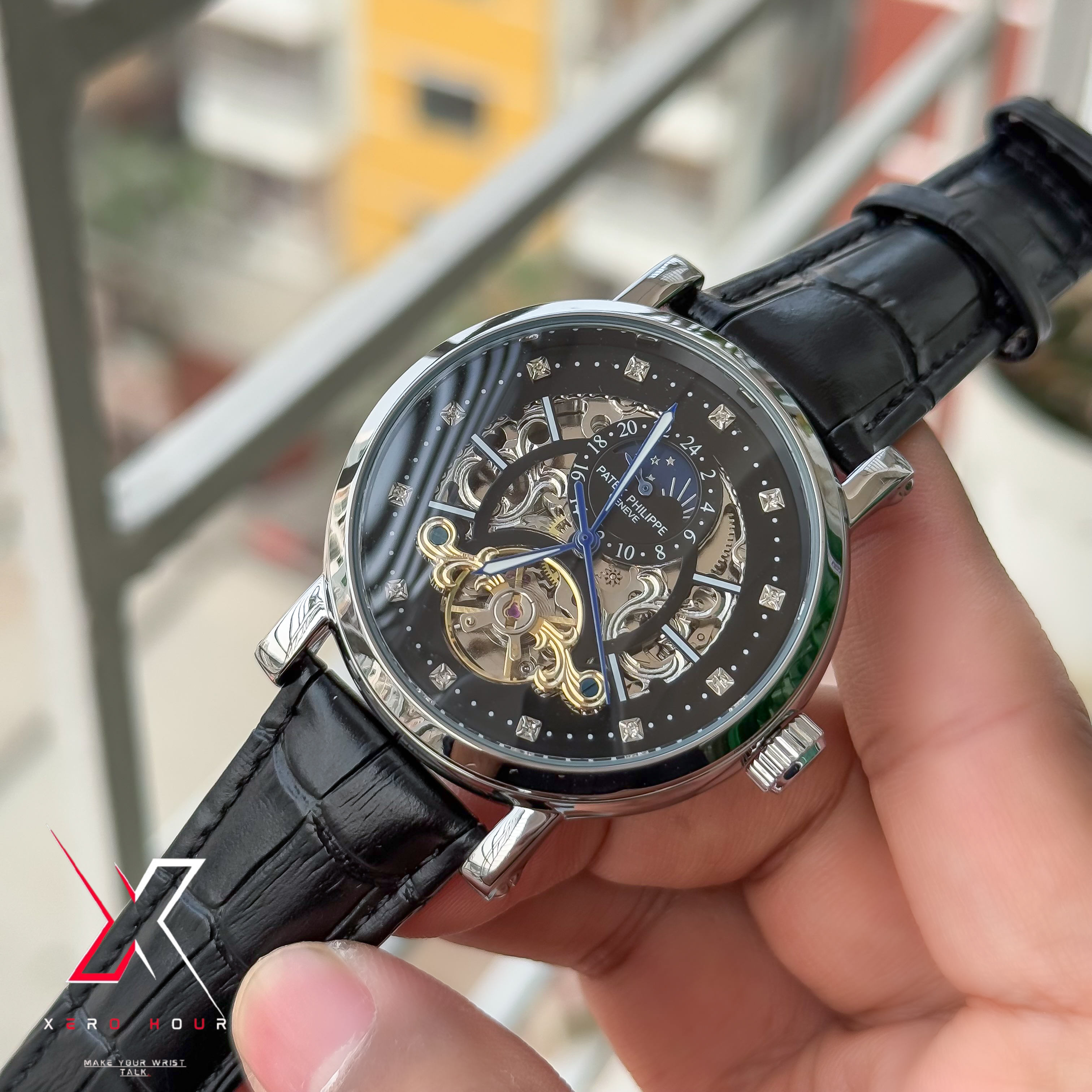 Patek Philippe MoonPhase Tourbillion  | Semi AAA  | Automatic | Leather | Black_img_6