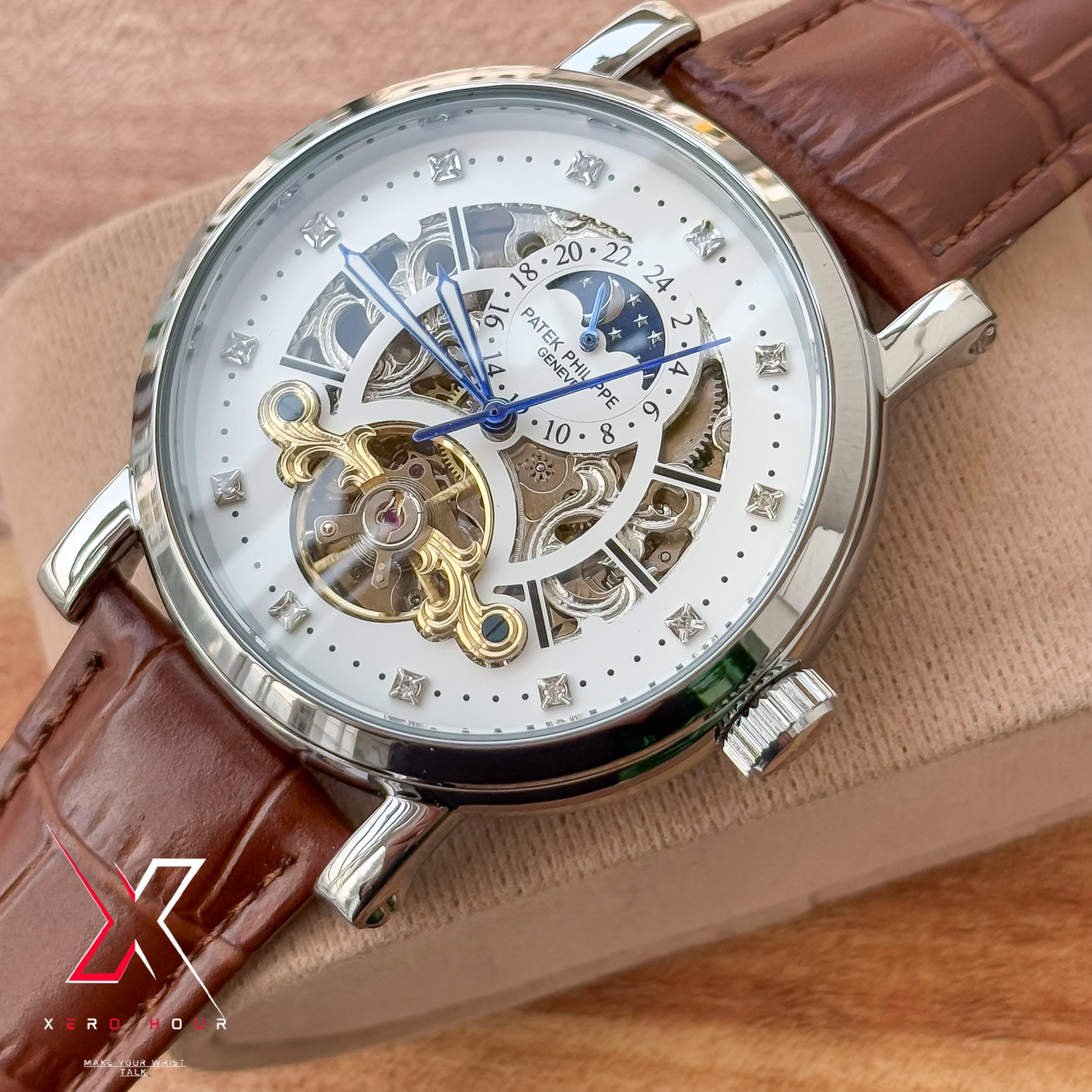 Patek Philippe MoonPhase Tourbillion  | Semi AAA  | Automatic | Leather | Brown_img_3