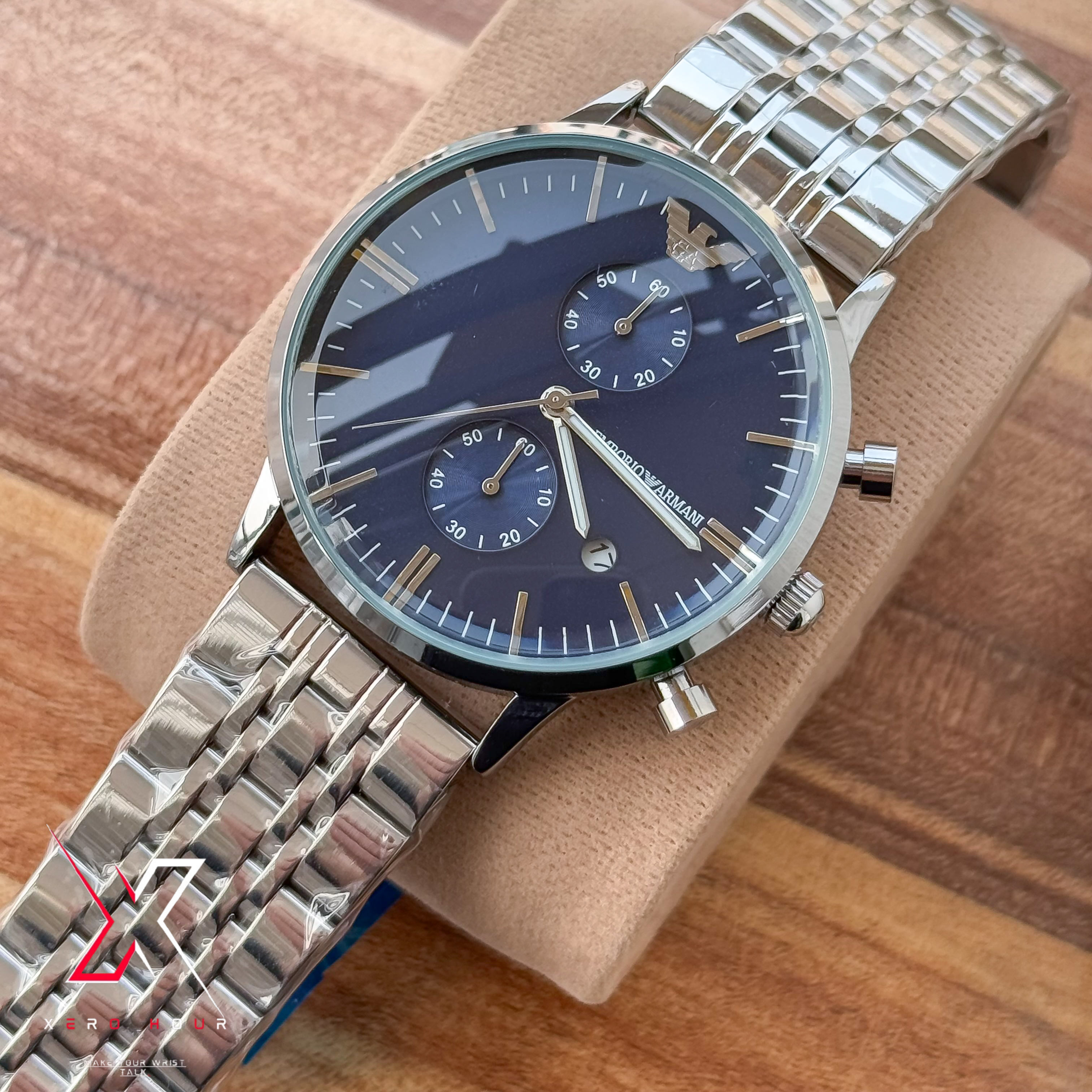 Emporio Armani Plain Chronograph | Date Just | Blue Dial | Round glass_img_6